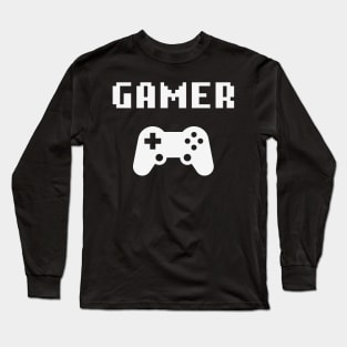 Gamer (Gaming / Controller / Console / Gamepad / White) Long Sleeve T-Shirt